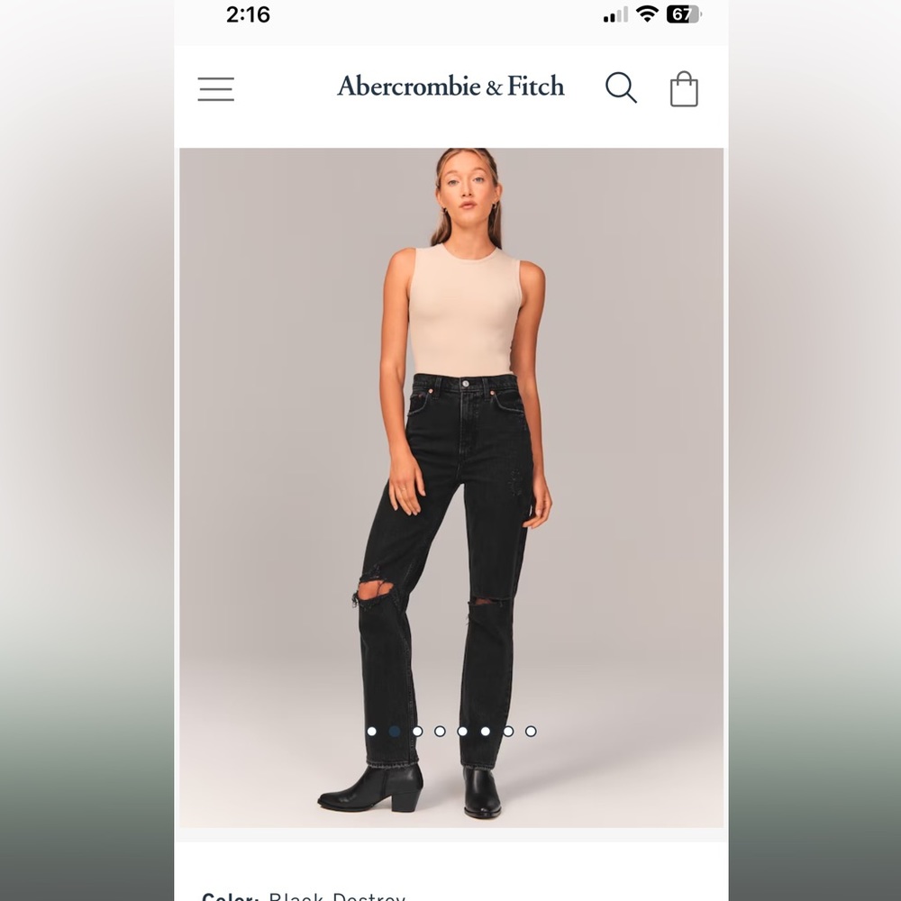 Abercrombie 90s straight distressed black jeans